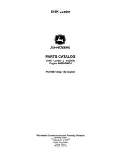 John Deere 544K Loader Parts catalog PC10057 — actual manual cover