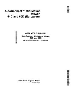 John Deere 54D; 60D Mid-mount mower Operator manual OMTR122750 — actual manual cover