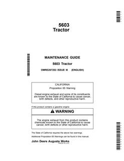 John Deere 5603 Tractor Maintenance guide OMRE267253 — actual manual cover