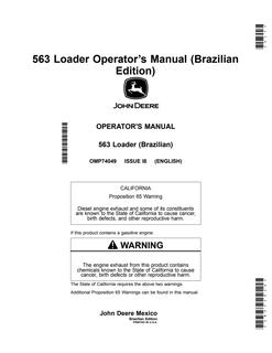 John Deere 563 Loader Operator manual OMP74049 — actual manual cover