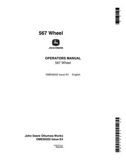 John Deere 567 Wheel Wheel Operator manual OME56202 — actual manual cover
