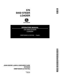 John Deere 570 Skid-steer loader Operator manual OMM70000K5 — actual manual cover