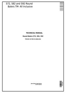 John Deere 572, 582, 592 Round Balers Technical Manual TM3294 — actual manual cover