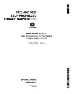 John Deere 5720, 5820 Forage harvester Operator's manual OME67421 — actual manual cover