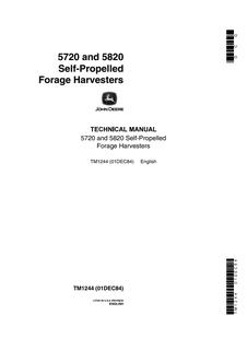 John Deere 5720, 5820 Self-propelled forage harvester Technical manual TM1244 — actual manual cover