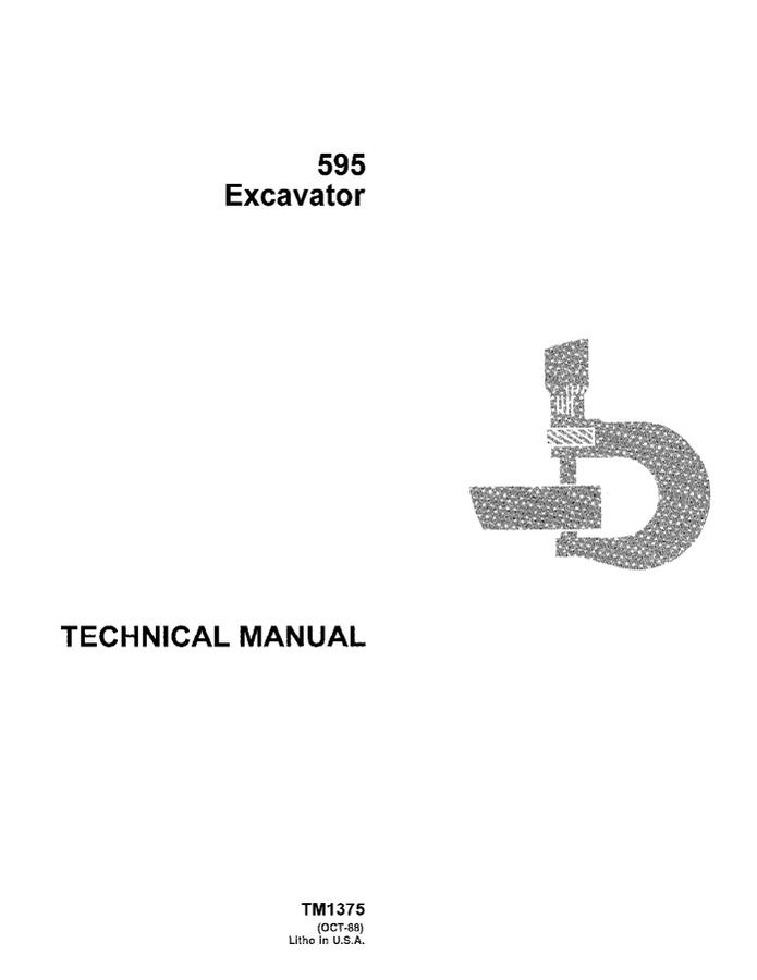 John Deere 595 Excavator Technical manual TM1375 — actual manual cover