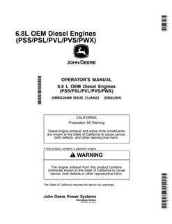 John Deere 6.8 L OEM Diesel Engines (PSS/PSL/PVL/PVS/PWX) Engine Operator manual OMRG39499 — actual manual cover