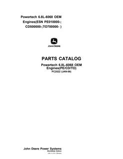 John Deere 6.8L-6068 (PE/CD/TO) OEM engine Parts catalog PC2522 — actual manual cover