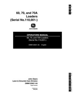 John Deere 60; 70; 70A Loaders Loader Operator manual OMM123631 — actual manual cover