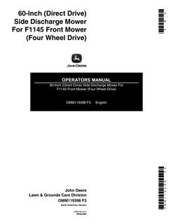John Deere 60-inch Direct Drive Side Discharge Mower for F1145 Front Mower 4WD Mower Operator manual OMM119398 — actual manual cover