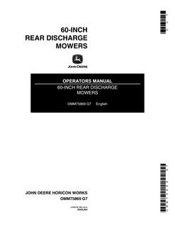 John Deere 60-inch Rear Discharge Mower Mower Operator manual OMM75869 — actual manual cover