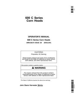 John Deere 600 Series Corn head Operator Manual OMH236210 — actual manual cover