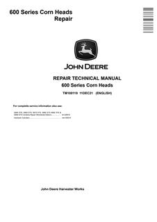 John Deere 600 Series Corn head Repair Technical Manual TM100119 — actual manual cover