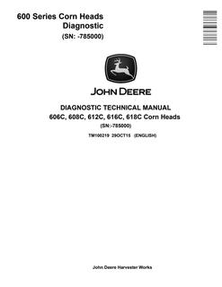 John Deere 600 Series Corn Heads Diagnostic Technical Manual (TM100219) — actual manual cover