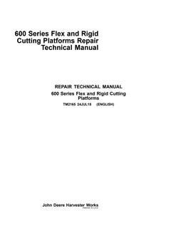 John Deere 600 Series Flex and Rigid Cutting Platform Repair Technical Manual TM2165 — actual manual cover