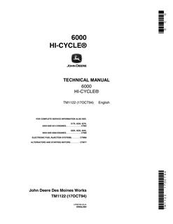John Deere 6000 Hi-Cycle Self-Propelled Sprayer Technical Manual — actual manual cover