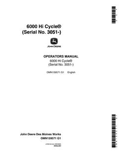 John Deere 6000 Hi-Cycle Sprayer Operator manual OMN159571 — actual manual cover