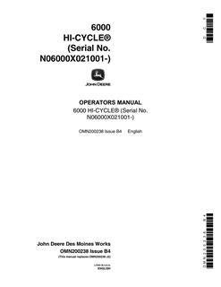 John Deere 6000 Hi-Cycle Sprayer Operator manual OMN200238 — actual manual cover