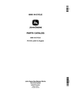 John Deere 6000 Hi-Cycle Sprayer Parts Catalog — actual manual cover