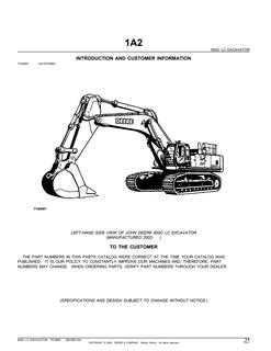 John Deere 600C LC, manufactured 2002 and later Excavator Parts catalog PC2895 — actual manual cover
