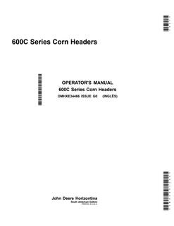 John Deere 600C Series Corn header Operator manual OMHXE34466 — actual manual cover