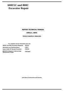 John Deere 600CLC, 800C Excavator Repair technical manual TM1923 — actual manual cover