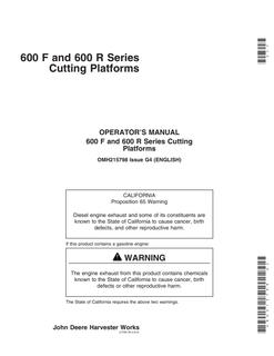 John Deere 600F; 600R Series Cutting platform Operator manual OMH215798 — actual manual cover