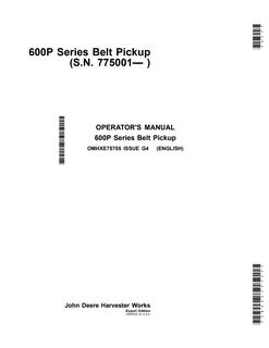 John Deere 600P Series Belt Pickup Belt pickup Operator manual OMHXE75755 — actual manual cover