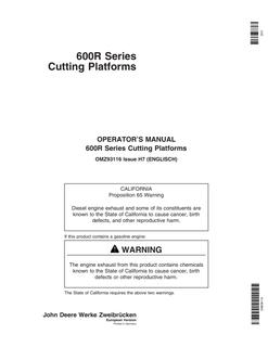 John Deere 600R Series Cutting platform Operator manual OMZ93116 — actual manual cover