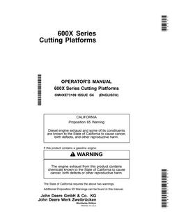 John Deere 600X Series Cutting platform Operator's manual OMHXE73109 — actual manual cover