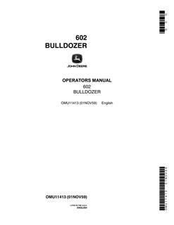 John Deere 602 Bulldozer Operator manual OMU11413 — actual manual cover
