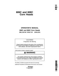 John Deere 606C; 608C Corn head Operator manual OMLCA97481 — actual manual cover