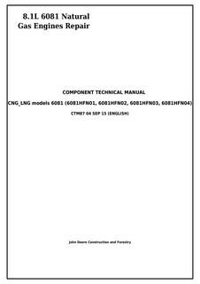 John Deere 6081HFN01, 6081HFN02, 6081HFN03, 6081HFN04 Engine Component technical manual CTM87 — actual manual cover