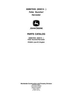 John Deere 608B, 703G Feller buncher and harvester Parts catalog PC9253 — actual manual cover