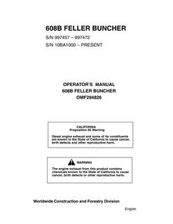 John Deere 608B Feller buncher Operator manual OMF294826 — actual manual cover
