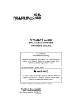 John Deere 608L Feller-buncher Operator manual OMF383432 — actual manual cover
