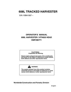 John Deere 608L; HTH620 head Tracked harvester Operator manual OMF296771 — actual manual cover