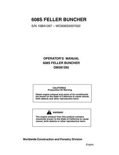 John Deere 608S Feller Buncher Feller buncher Operator manual OMF381265 — actual manual cover