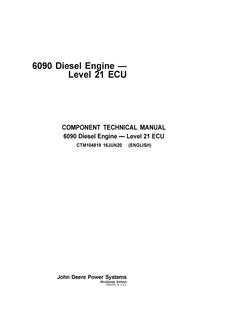 John Deere 6090 Level 21 ECU Engine Repair component technical manual CTM104819 — actual manual cover