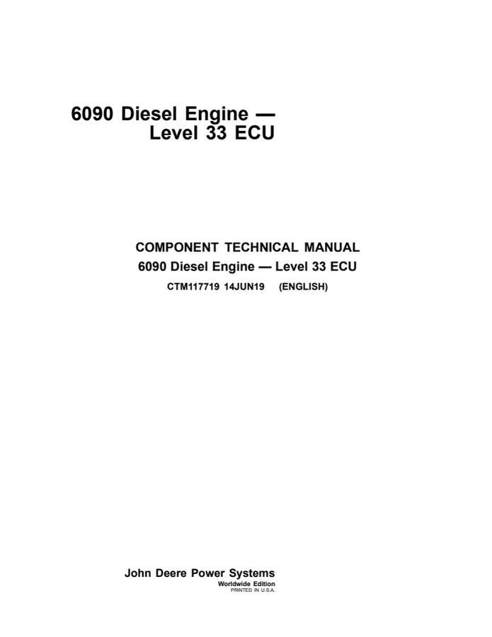 John Deere 6090 Level 33 ECU Engine Component technical manual CTM117719 — actual manual cover