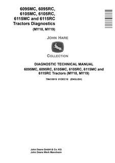 John Deere 6095MC, 6095RC, 6105MC, 6105RC, 6115MC, 6115RC Tractor Diagnostic Technical Manual TM410919 — actual manual cover