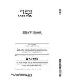 John Deere 610 Series Chisel plow Operator manual OMN300145 — actual manual cover