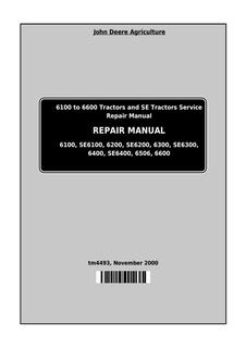 John Deere 6100 to 6600 series Tractor Service Repair Manual TM4493 — actual manual cover