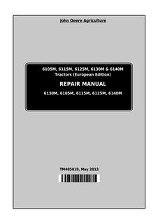 John Deere 6105M, 6115M, 6125M, 6130M, 6140M Tractor Repair manual TM405819 — actual manual cover