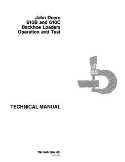 John Deere 610B, 610C Backhoe loader Operation and test technical manual TM1446 — actual manual cover