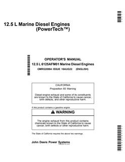 John Deere 6125AFM01 Marine diesel engine Operator Manual OMRG28994 — actual manual cover