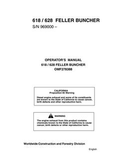 John Deere 618; 628 Feller-buncher Operator manual OMF278388 — actual manual cover