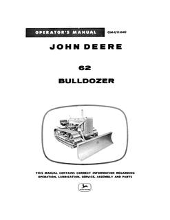 John Deere 62 Crawler bulldozer Operator manual OM-U11504U — actual manual cover