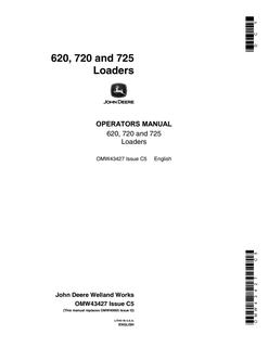 John Deere 620; 720; 725 Wheel loader Operator manual OMW43427 — actual manual cover