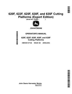 John Deere 620F, 622F, 625F, 630F, 635F Cutting Platforms Operator manual — actual manual cover